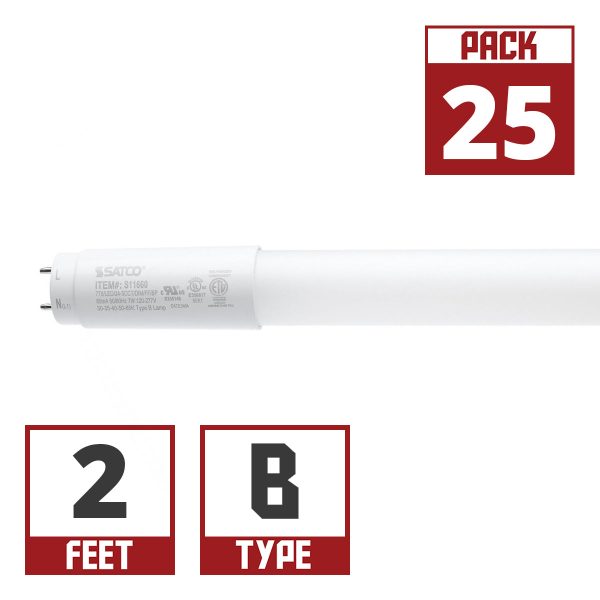 2ft Flicker Free LED T8 Tube, 7 Watts, 1000lm, 3000K to 6500K, Ballast Bypass, Single|Dual End Sale