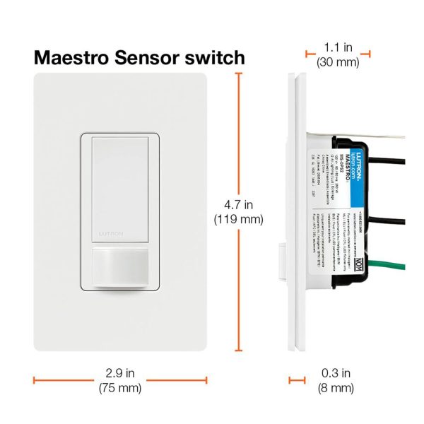 Maestro PIR 180° Occupancy|Vacancy Sensor Wall Switch, 3-Way or Multi-Location, 5 Amps, 120V, Black Online Hot Sale