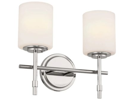 Ali 14 In 2-Lights Bathroom Vanity Light With Satin Etched Cased Opal, Polished Nickel Finish Online now