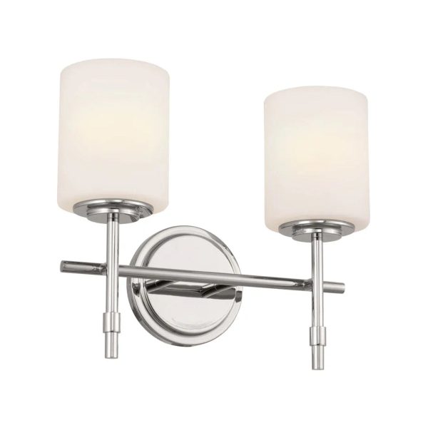 Ali 14 In 2-Lights Bathroom Vanity Light With Satin Etched Cased Opal, Polished Nickel Finish Online now