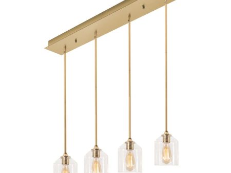 William 4 Lights 36 In. Pendant Light Satin Brass Finish Online