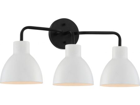 Sloan 22 in. 3 Lights Vanity Light Black and White Finish Online Sale