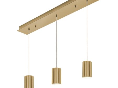 Tyke 36 in. 3 Lights Pendant Light Satin Brass Finish on Sale