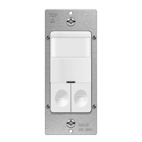 PIR 180° Occupancy|Vacancy Motion Sensor Wall Switch, Dual Relay, 120-277V, White For Cheap