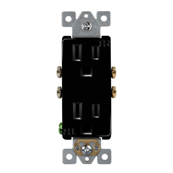 15 Amp Tamper-Resistant Duplex Outlet, Black For Discount