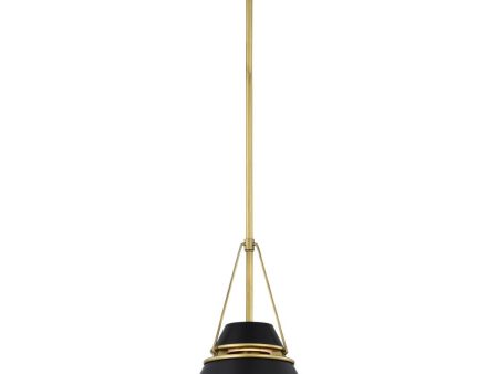 Adina 10 in. Pendant Light Matte Black and Natural Brass Finish For Discount