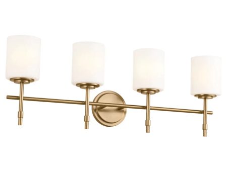 Ali 33 In 4-Lights Bathroom Vanity Light With Satin Etched Cased Opal, Gold Finish Online Sale