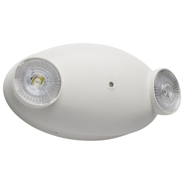 LED Emergency Light, 0.8 Watts, 2 Round Light Heads, 120-277V, White For Cheap