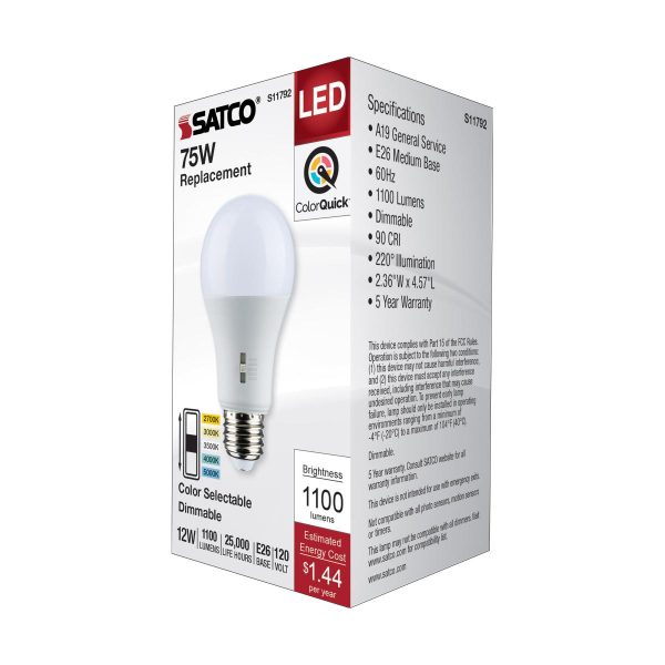 Dimmable A19 LED Bulb, 12 Watts, 1100 Lumens, 2700K to 5000K, 75W Equal, E26 Medium Base Cheap