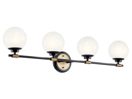 Benno 34 In 4-Lights Bathroom Vanity Light With Opal Glass, Black|Bronze Finish Online now