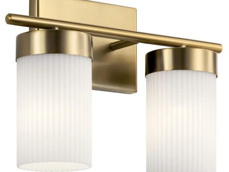 Ciona 15 In 2-Lights Bathroom Vanity Light With Satin Etched Cased Opal Glass, Gold Finish Fashion