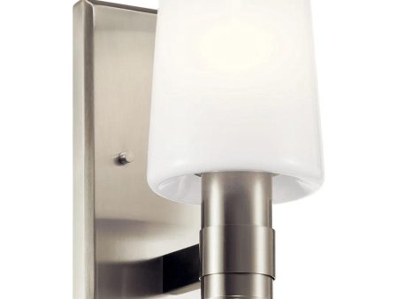 Adani 8  1-Light Wall Sconce With Opal Glass, Brushed Nickel Finish Online Hot Sale