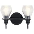 Greenbrier 14 In 2-Lights Bathroom Vanity Light With Clear Seeded Glass, Black Finish For Cheap