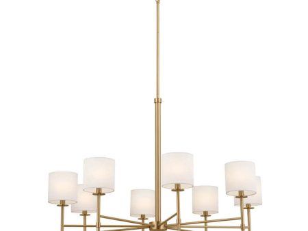 Ali 39  8-Light Chandelier with Fabric Drum Shade, Brushed Natural Brass Finish Online Hot Sale