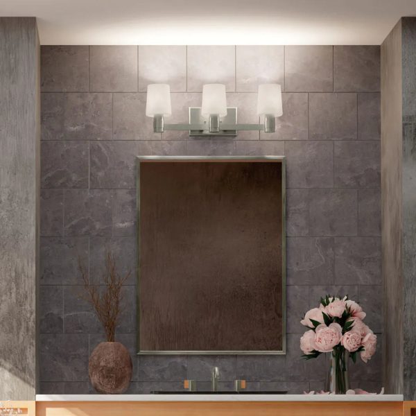 Adani 24 In 3-Lights Bathroom Vanity Light With Opal Glass, Brushed Nickel Finish Online now