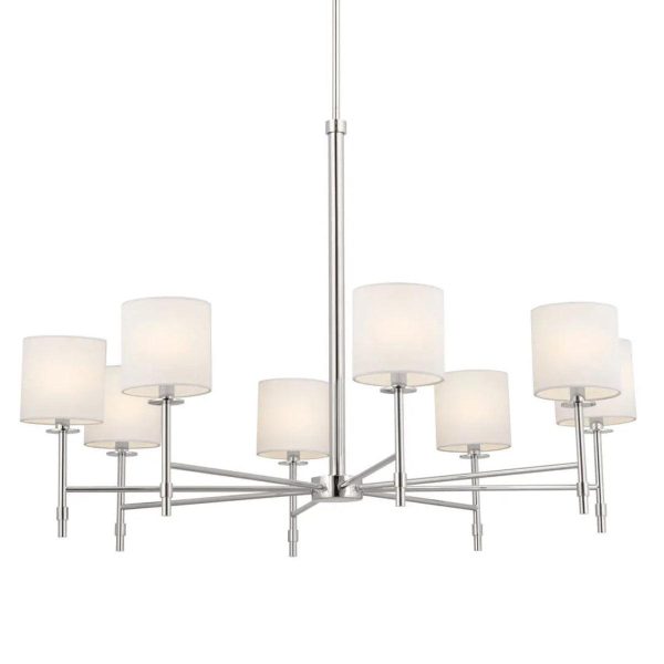 Ali 39  8-Light Chandelier with Fabric Drum Shade, Polished Nickel Finish Hot on Sale