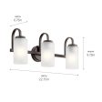 Kennewick 23 In 3-Lights Bathroom Vanity Light With Clear Satin Etched Glass, Bronze Finish Fashion