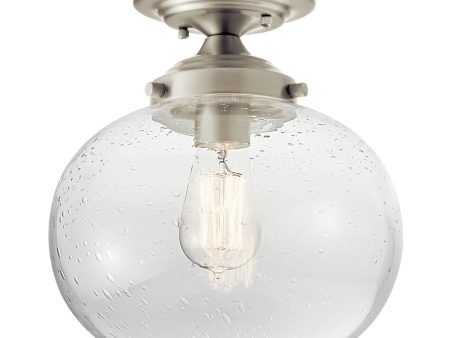 Avery 11  1-Light Semi-Flush Mount Light with Clear Seeded Glass, Brushed Nickel Finish Sale