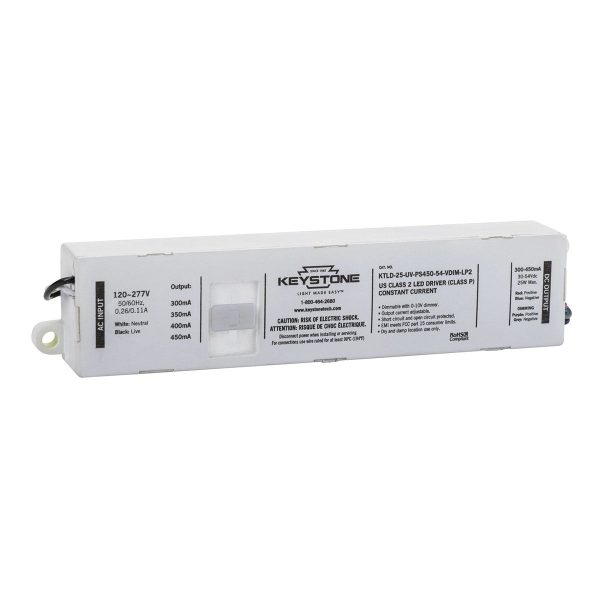 25 Watts LED Driver, Selectable Current 300-450mA, 0-10V Dimming, 120-277V Fashion