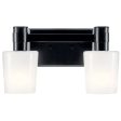 Adani 14 In 2-Lights Bathroom Vanity Light With Opal Glass, Black Finish Online now