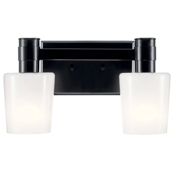 Adani 14 In 2-Lights Bathroom Vanity Light With Opal Glass, Black Finish Online now