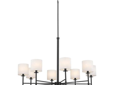 Ali 39  8-Light Chandelier with Fabric Drum Shade, Black Finish Sale