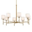 Ali 39  8-Light Chandelier with Fabric Drum Shade, Brushed Natural Brass Finish Online Hot Sale