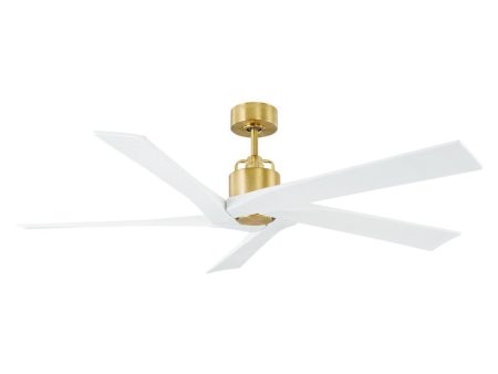 Aspen 56 Inch Burnished Brass Outdoor Ceiling Fan with Remote Supply