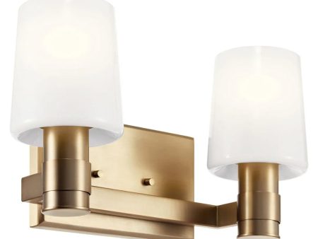 Adani 14 In 2-Lights Bathroom Vanity Light With Opal Glass, Bronze Finish For Discount