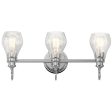 Greenbrier 24 In 3-Lights Bathroom Vanity Light With Clear Seeded Glass, Chrome Finish For Cheap