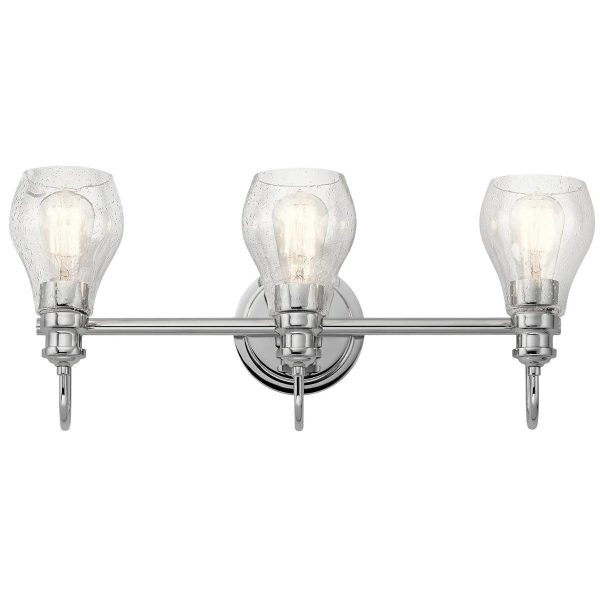 Greenbrier 24 In 3-Lights Bathroom Vanity Light With Clear Seeded Glass, Chrome Finish For Cheap