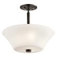 Aubrey 15  3-Light LED Semi-Flush Mount Light with Satin Etched Cased Opal Glass, Olde Bronze Finish Online Hot Sale