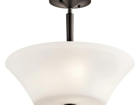 Aubrey 15  3-Light LED Semi-Flush Mount Light with Satin Etched Cased Opal Glass, Olde Bronze Finish Online Hot Sale