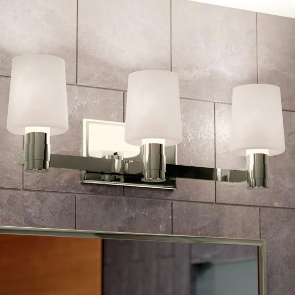 Adani 24 In 3-Lights Bathroom Vanity Light With Opal Glass, Polished Nickel Finish on Sale