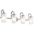 Kennewick 32 In 4-Lights Bathroom Vanity Light With Clear Satin Etched Glass, Brushed Nickel Finish Online now