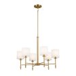 Ali 28  6-Light Chandelier with Fabric Drum Shade, Brushed Natural Brass Finish Fashion