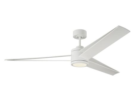 Armstrong 60 Inch Matte White LED Damp Rated Ceiling Fan with Remote Sale