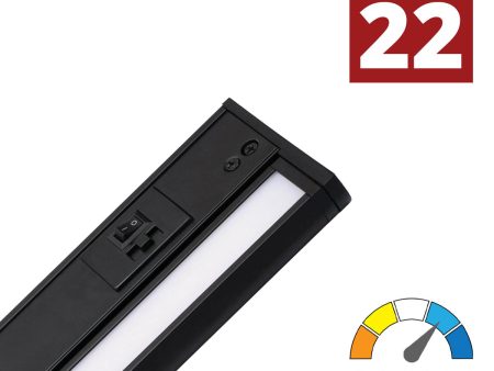 Elena 22-Inch Under Cabinet LED Light, Selectable CCT 2700K to 5000K, 120V, Black Sale