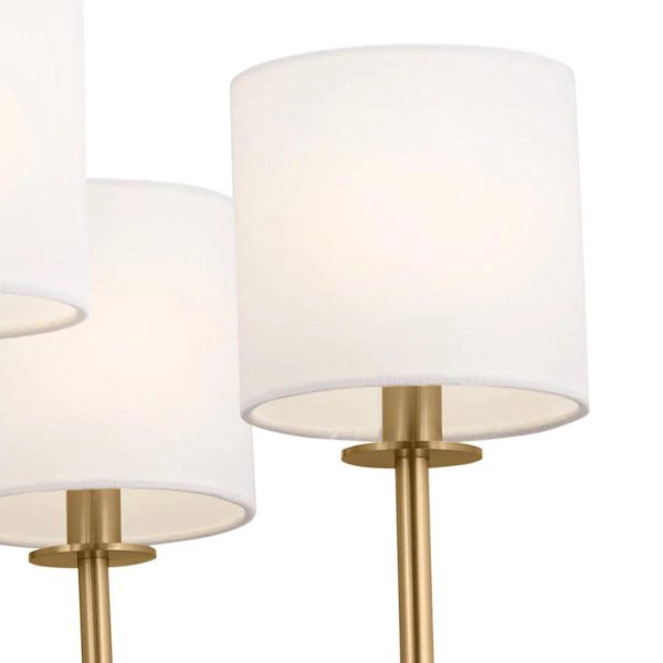 Ali 28  6-Light Chandelier with Fabric Drum Shade, Brushed Natural Brass Finish Fashion