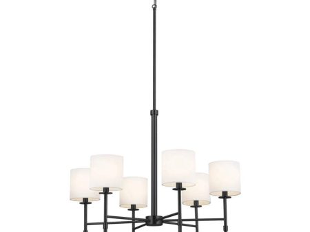 Ali 28  6-Light Chandelier with Fabric Drum Shade, Black Finish Online