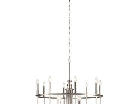 Capitol Hill 35  12-Light Chandelier Multi-Tier, Brushed Nickel Finish Online Sale