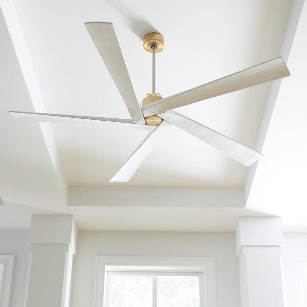 Aspen 56 Inch Burnished Brass Outdoor Ceiling Fan with Remote Supply