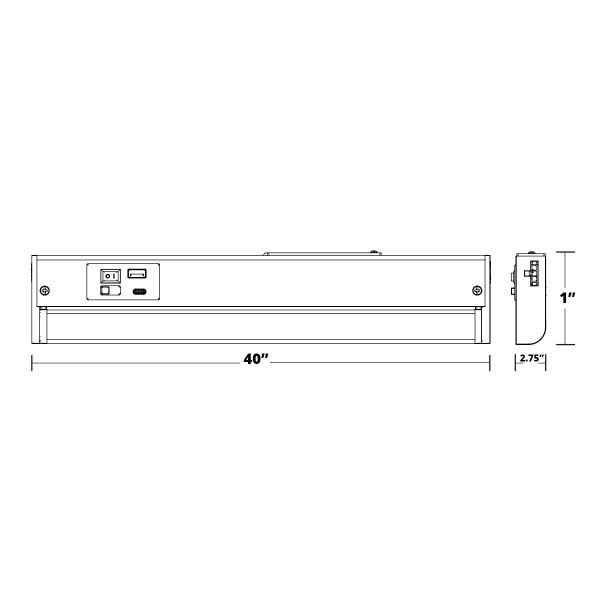 Elena 40-Inch Under Cabinet LED Light, Selectable CCT 2700K to 5000K, 120V, Black Cheap