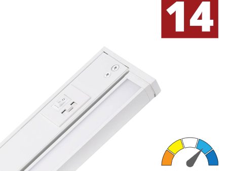 Elena 14-Inch Under Cabinet LED Light, Selectable CCT 2700K to 5000K, 120V, White Online