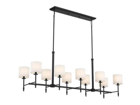 Ali 57  10-Light Chandelier with Fabric Drum Shade, Black Finish For Cheap