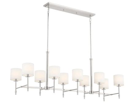 Ali 57  10-Light Chandelier with Fabric Drum Shade, Polished Nickel Finish Discount