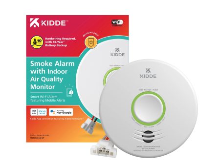 Smart Smoke Detector with Indoor Air Quality Monitoring Hardwired, 10-Year Lithium Backup Battery Fashion