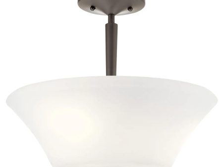 Aubrey 15  3-Light Semi-Flush Mount Light with Satin Etched Cased Opal Glass, Olde Bronze Finish Fashion