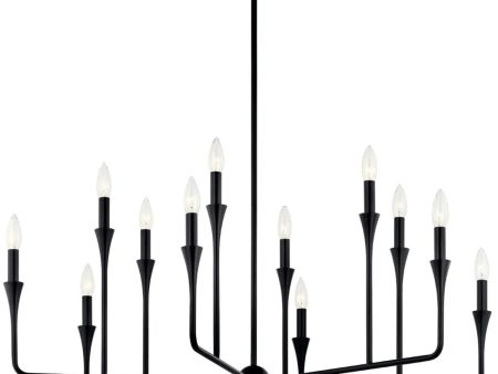 Alvaro 40  12-Light Chandelier Multi-Tier, Black Finish Discount