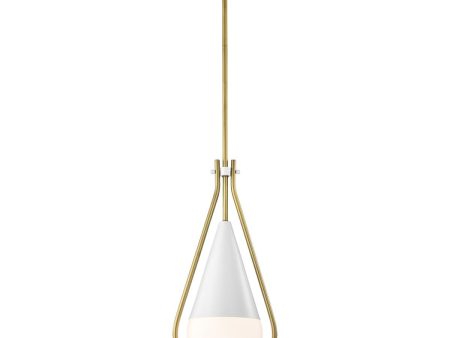 Admiral 10 in. Pendant Light Matte White and Natural Brass Finish Sale